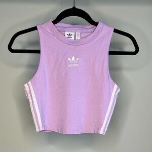 Adidas Purple Tank Top Stripes Down Side Embroidered Center Logo